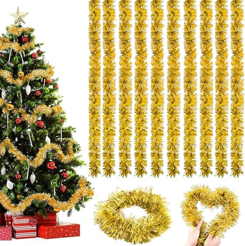 10 pcs Weihnachten Lametta Girlande,2m weihnachtsbaum girlande,weihnachts lametta girland-e,Glänzende Lamett-a Girland-e,Weihnachtsbaum Dekoration Girlan-de,Für Weihnachten Hochzeiten Urlaubsfeiern(E)