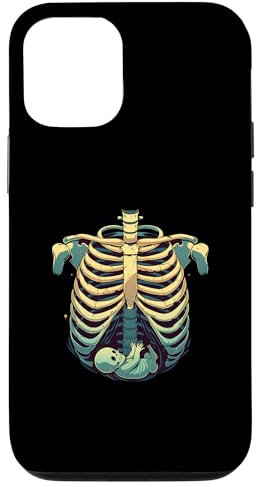 Coque pour iPhone 13 Halloween effrayant Squelette enceinte Annonce de bébé