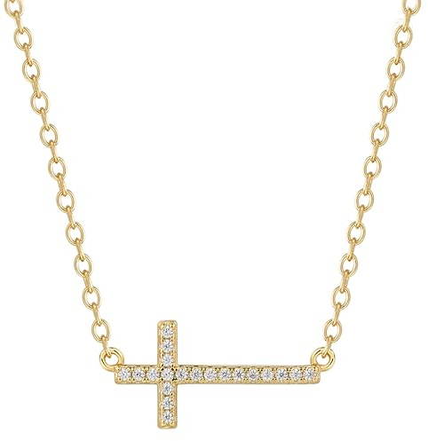 XENOX® Kreuz Halskette - Damen Halskette aus hochwertigem 925/- Sterlingsilber mit Kreuz-Anhänger und Zirkonia-Steinen