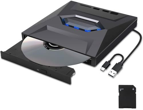 DBEIXIWEI 5 in 1 lettore CD DVD esterno, universale, portatile, lettore CD/DVD, masterizzatore per laptop,