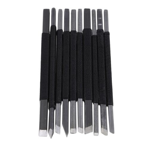 ZSjing 10 Pezzi in Acciaio ad Alto tenore di Carbonio for Intaglio della Pietra Coltello Sigillo for Incisione Coltello Scultura in Pietra scalpello Strumenti for Intaglio del Legno Set di Pietra