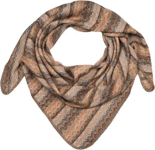 styleBREAKER Damen XXL Dreieckstuch mit Zick-Zack Webmuster, mehrfarbiges Dreiecktuch, Schal weich und warm 01020051, Farbe:Taupe-Braun-Schwarz