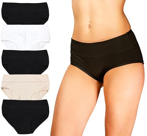 Alkato Slips Damen 5er Pack | Frauen Unterhose Unterwäsche Baumwolle Hohe Taille Pantys Spitze Große Größen