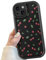 Black Cute Cherry Phone Case for iPhone 15 Plus, Cute Red Cherry Pattern Shockproof Bumper Phone Case for Women Girls, Soft TPU Slim Girly Cute Protective Cover for iPhone 15 Plus