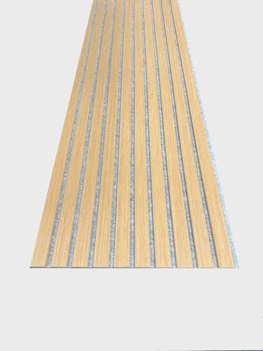 Premium Wide Slat Acoustic Wall Panelling 2400mm x 600mm Decorative 3D (Original Oak (Grey Felt))