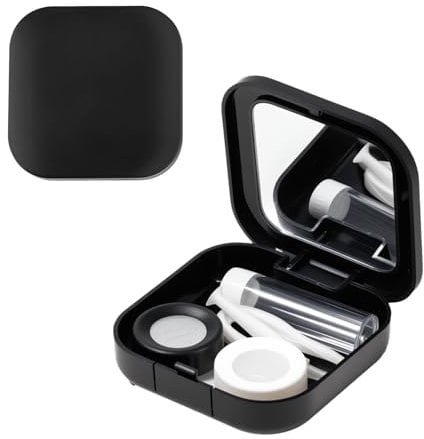 PEAPIN 2PCS Contact Lens Cases with Mirror, Portable Contact Lens Soaking Case with L and R Caps Tweezers Wearing Stick for Travel
