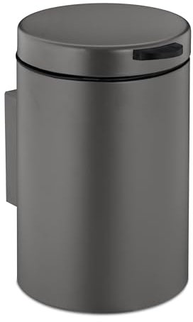 Relaxdays Poubelle Ronde, pour la Salle de Bain, capacité : 3 litres, Seau intérieur Amovible, Montage Mural, Grise