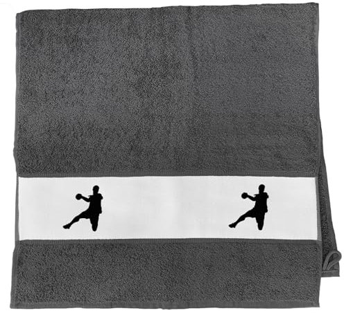 Huuraa Handtuch Handball Silhouette Geschenk 50x100cm Graphite Baumwolle Handball Präsent