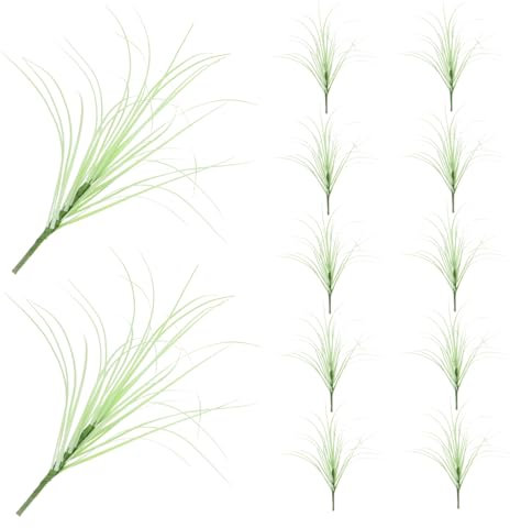 BESTYASH 12 Künstliche Schilfrohrzweige Aus Kunststoff 30cm Hellgrün Wetterbeständig Für Veranda Garten Und Innenraumdekoration Rustikaler Landhausstil