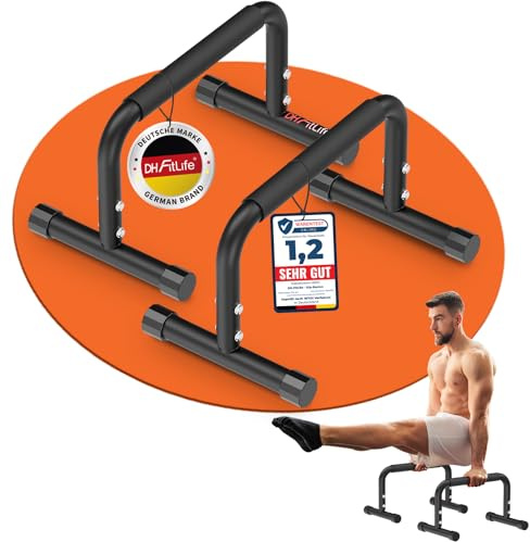 DH FitLife Parallettes verstellbar 30–35 cm, Calisthenics Equipment 200 kg | 2 Höhenstufen｜30 cm gepolsterte Griffe｜Anti-Rutsch-Füße mit Bodenausgleich｜Liegestütz- & Handstandgriffe｜Dip-Barren Bars