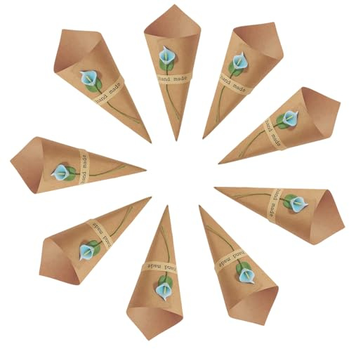 50 Stück Hochzeit Konfettizapfen mit Hanfseilen, Vintage Kraftpapier Kegel, Hochzeit Kraftpapier Kegel Bouquet Kegel Retro, DIY Verpackung Konfetti Tüten für Blütenblätter Candy Bouquet Kraft