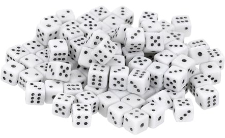 QUARKZMAN 50 STK Mini Würfel 5mm/0.2 Acryl Kleine Sechsseitige Spielpunkt | Quadrat Würfel Bulk Für Tisch Brettspiel Party Aktivitäten Weiß/Schwarz