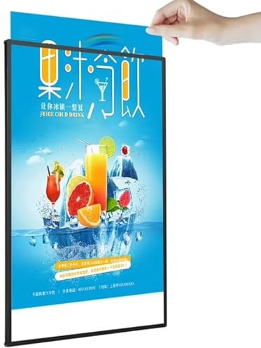 Caja de Luz LED Publicitaria Ultra-Delgada, Marco de Póster Retroiluminado con Diseño Extraíble, Pantalla LED Brillante para Pared, Escritorio o Colgar, Perfecto para Comercio, Cine, Restaurante, A4