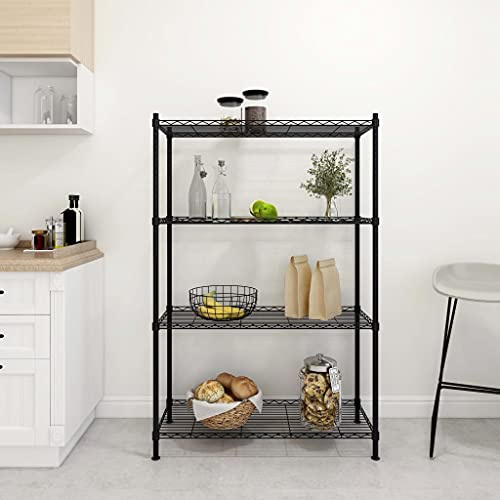 IBUQDDV Scaffale con 4 ripiani, 90 x 35 x 137 cm, colore nero, portata 200 kg, in acciaio, per cucina, cantina, garage, officina, soluzione di stoccaggio