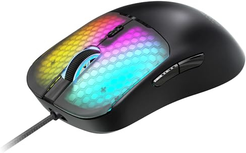 Mars Gaming MM-Viper, Ultraleichter Gaming-Maus 56g, Anpassbares RGB Chroma, Optischer Sensor A825PRO, 12800 DPI, 1000Hz, HUANO Mechanische Schalter, Software, Geflochtener USB-A/USB-C-Kabel, Schwarz
