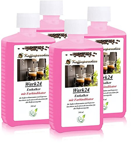 Wark24 Universal Entkalker 4 x 500 ml, mit Farbindikator, 100% biologisch abbaubar und umweltfreundlich, für Kaffeevollautomaten, Bügeleisen & Wasserkocher