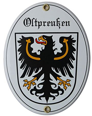 Ostpreußen Adler Emaille Schild 11,5 x 15 cm Emailschild Oval.