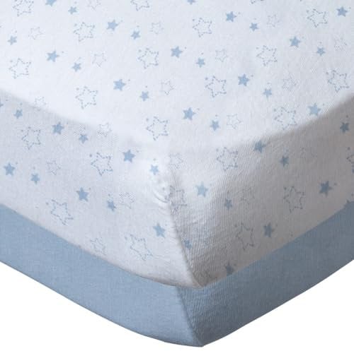 BabyCalin - 2er Set Spannbettlaken Blauer Stern 70x140x17cm