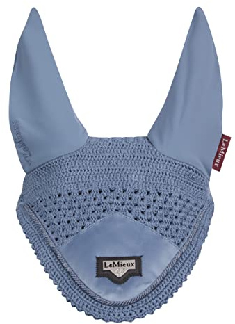 Lemieux Loire Fliegenhaube für Pferde, Eisblau, stilvoll, handgestrickt, gehäkelt, weich und dehnbar, Größe XL