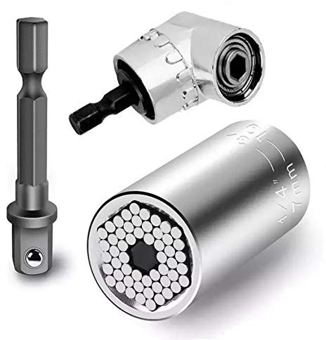 ArtisanShow 60mm Universal Socket Wrench Power Screw Driver Drill Adapter and 105° Right Angle Extension 1/4 Quick Magnetic Drive Hex Bit Power Hand Tools Gift for Machinist
