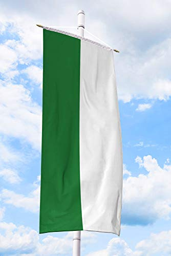 Deitert Schützenfahne grün weiß längsgestreift – 150x400 cm Bannerfahne für Schützenfest, Schützenflagge aus reißfestem Polyester, mit Doppelsicherheitsnaht gesäumt