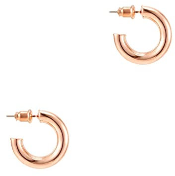PAVOI 14K Gold Lightweight Chunky Open Hoop | Golden Hoop Earrings for Women, Metal