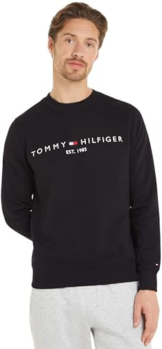 Tommy Hilfiger Herren Sweatshirt Tommy Logo ohne Kapuze, Schwarz (Black), 3XL