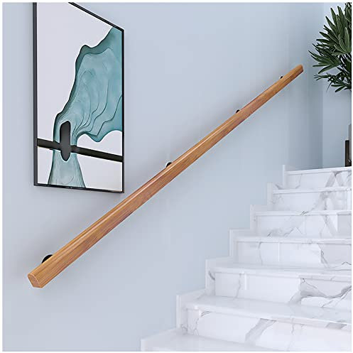 Handläufe für Treppen 30-600cm Holzhandlauf mit Halterungen, Rutschfeste Treppengeländer Stützstange, Gegen die Wand ältere Menschen und Kinder Loft Grab Bar Kit für Indoor Hospital Home (wood, 180cm)