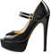 Only maker Damen Peeptoe High Heels Absatz Mary Jane Plateau Schuhe Lack Schwarz 35 EU