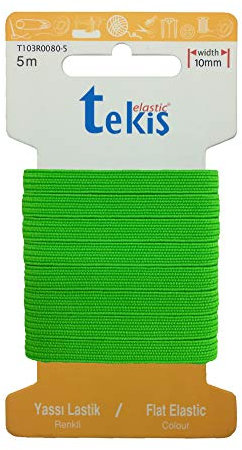 Tekiş Elastic 10mm Buntes Gummiband 5m Fachgummi nähen nähzubehör (neon grün)