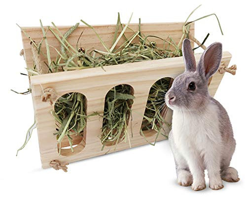Kaninchen Heu Feeder Holz Heu Krippe Faltbare Hase Heu Feeder Gras Futter Regal Feste Heuraufe Heu Spender für Meerschweinchen Haustier Grashalter Käfig Zubehör für Hamster Chinchilla Kleintiere