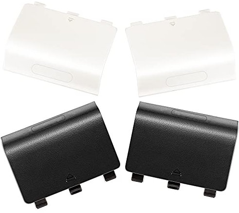 Copribatteria per Xbox One, ricambio per porte della batteria compatibile con controller wireless Xbox One/Xbox One S (4 pezzi, nero, bianco)