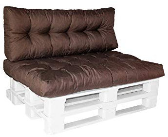 Palettenkissen Palettenauflage Palettensofa Euro Palettenpolster Kissen Europalleten Garten Sitzkissen Rückenkissen Palettenmöbel Schaumstoffflocken MH-DA-03 Braun Rückenkissen 120x40x10/20 cm