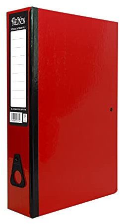 Pukka Foolscap A4 Glossy Box Files with Document Clip & Push Lock School Work Office 70mm Spine File Organiser (Red)