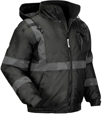 Ergodyne Unisex Adult Enhanced Visibility For Night Or Low Conditions Winter Jacket, Black, Small US