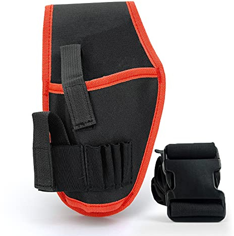 CCyanzi Canvas Tool Pouch for Drill and Heat Gun, Electricians Tool Pouch, Tool Organizer Pouch, Waist Tool Holder with Adjustable Waist Belt, for DIY Electricians Carpenters Builders, Black