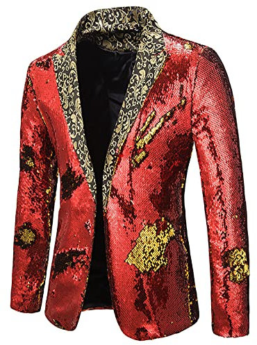 DeHolifer Anzug Herren Slim Fit Pailletten Anzüge Party Sakko Blazer Männer Jacke Herren Anzugjacke Hochzeitsanzug Modern Hochzeit Anzüge für Herren Herrenanzug Suits Kostüm Oberteile Top
