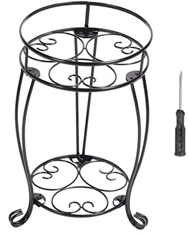 Supporto per Piante in Metallo, Portavasi da Fiori, Nero Bellissimo Supporto per Piante in Vaso in Metallo in Stile Europeo Portavasi da Fiori Decorativo Doppio Strato Robusto per Interni Ed Esterni