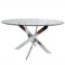 AltoBuy RITHA - Table Ronde 140cm Pieds Chromés et Plateau en Verre
