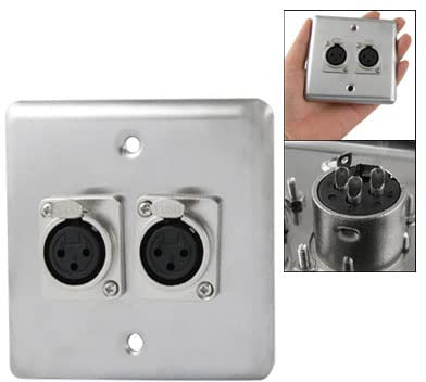Ruilogod XLR 3 Terminales F Conector del zócalo del panel de la placa de pared de Emale Jack