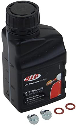 SAE 30 Getriebeöl 250ml + 2x Schlitz Ölschrauben + Dichtung kompatibel mit Vespa PK 50 V 50 N