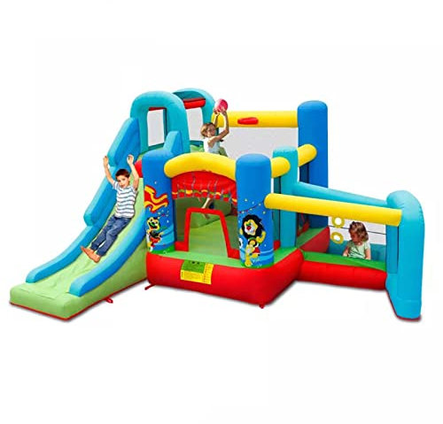 Decorsure Inflatable Bouncy Castle With Slide Inflatable Trampoline Air Bounce House, Inflated Bouncing Castle Jumper Playhouse With Blower