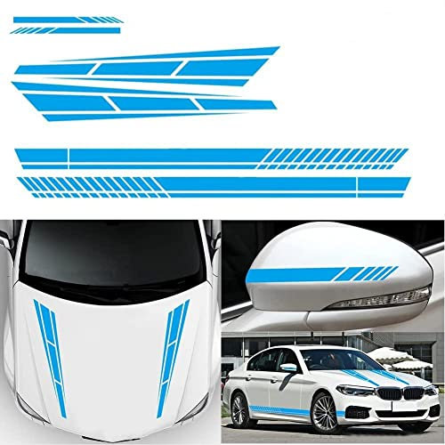 Sport Racing Streifen Grafik Aufkleber, Autoseitentür Streifen Karosserie Grafiken Motorhaube Stoßstange Abdeckung Vinyl Aufkleber Aufkleber Rückspiegel Aufkleber 6stk