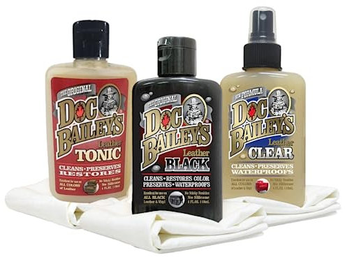 Doc Baileys All Leather Care Detail-Set (3er-Set) – Wiederherstellung von Leder & Tonic für hohen Glanz – Lederreiniger, Conditioner, Imprägnierer und Schutzmittel – damit Ihr Leder wie neu aussieht
