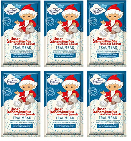 6er Pack Dresdner Essenz Pflegebad Sandmännchen Lavendel-Blaubeer-Duft 6 x 60 g Badezusatz vegan