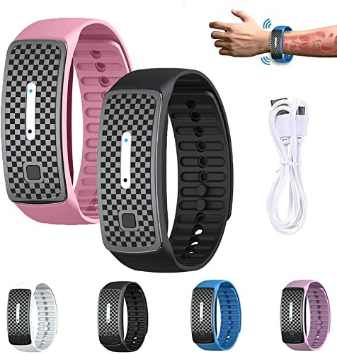 2 Stück Matteo Ultraschall-Körperform-Armband, UltraSonic LymphDrainage Slimfit-Armband, Magnetarmband für alle Männer und Frauen (Rosa+Schwarz)