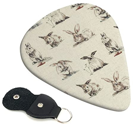 Rabbit Background Set mit 6 Gitarrenplektren für Akustikgitarre, E-Gitarre, Bass, Ukulele – dünn, mittel und dick.
