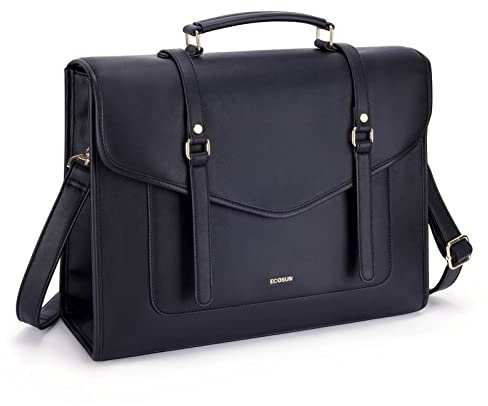 ECOSUSI Sacoche Ordinateur Portable 15.6'' Femmes Sac à Main en PU Cuir Grand Capacité Porte Document Femmes pour Travail Cuir Sac à Bandoulière