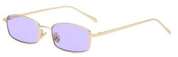 WDZAYXC Lunettes de soleil rectangulaires classiques rétro fines monture en métal verres vintage rectangle couleur bonbon lunettes de soleil (Argenté/mauve)