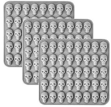 Mini Totenkopf Motiv-Silikonform für Fruchtgummis - 40 Figuren, inkl. Pipette - Halloween, Karneval & Motto-Party (3 Formen)